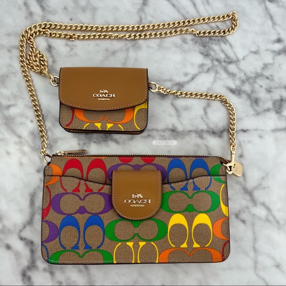 Coach Handbags - Coach Poppy Crossbody In Rainbow Signature Canvas